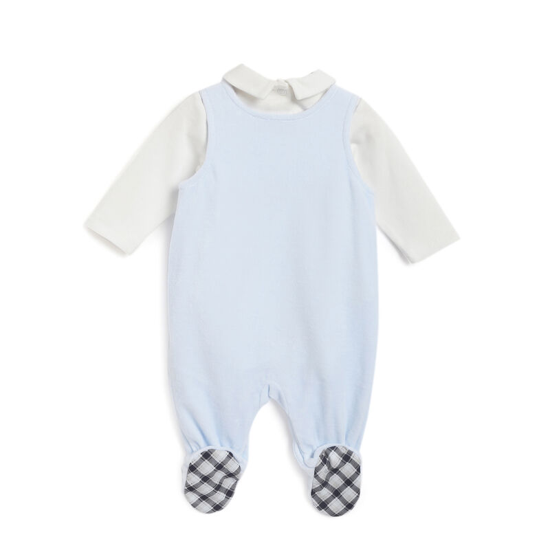 Boys Light Blue Solid Bodysuit With Babysuit image number 1